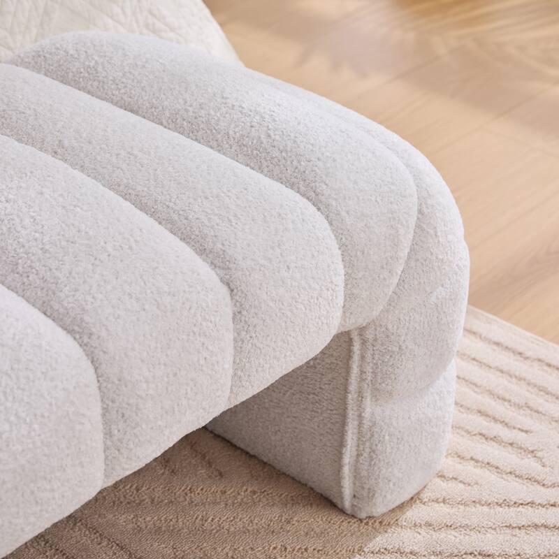 Channel Tufted Couch Daybed Chaise, Chenille Ottoman Foot Stool for Living Room and Bedroom