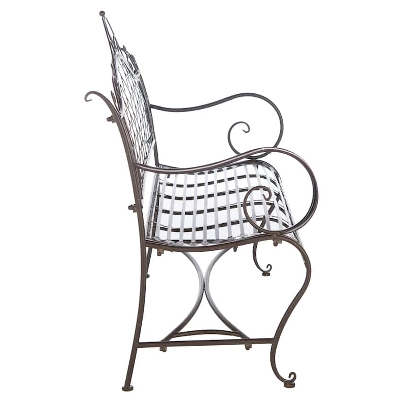 SAFAVIEH Outdoor Tinela Wrought Iron 46-inch Garden Bench - 45.8" W x 20" L x 40" H - 46Wx20Dx40H