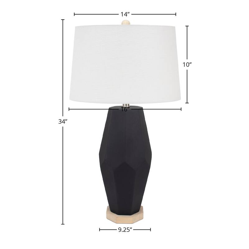 Pacifica Cement and Wood Table Lamp with Shade