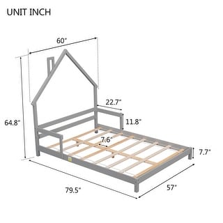 Full House-Shaped Headboard Bed With Handrails