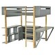 preview thumbnail 12 of 65, Modern Twin Size Wooden Loft Bed with Built-in Storage Cabinet and Cubes, Foldable Desk
