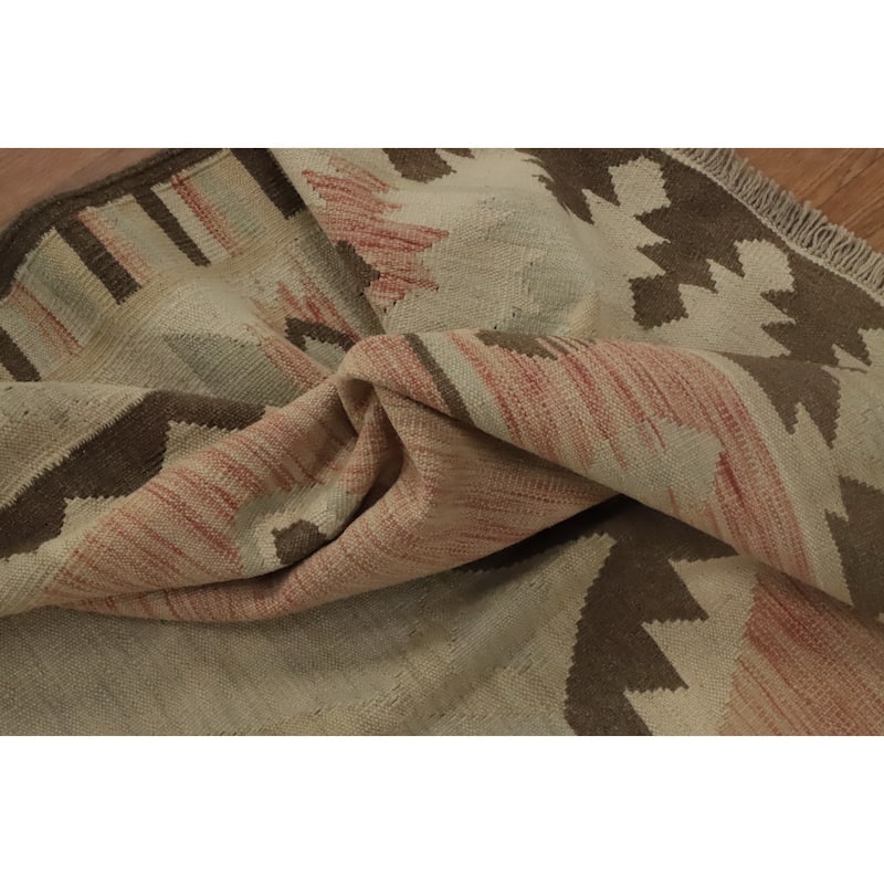 Hand Woven Oriental 100% Wool Carpet Southwestern Tribal Oranges & Rust Kilim Area Rug - 9' 8'' X 6' 6''