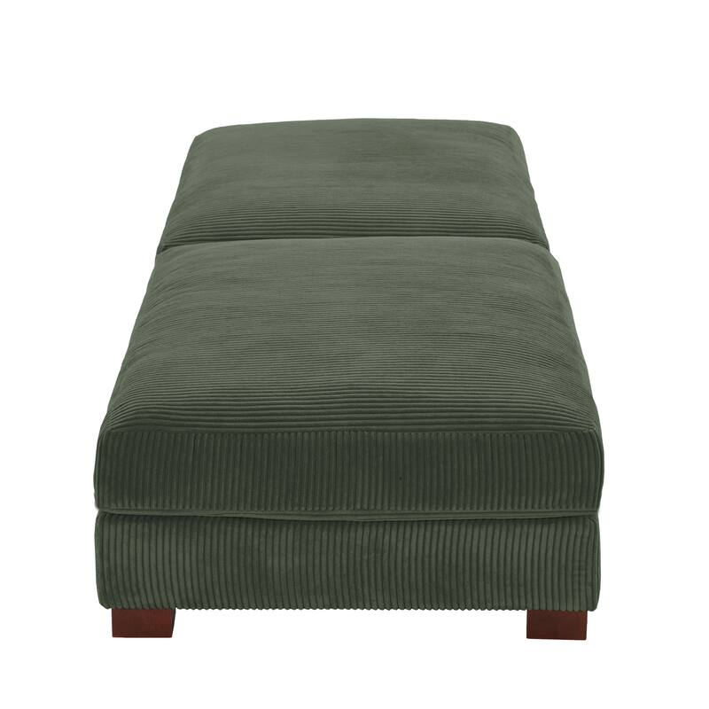 Set of 2 Upholstered Velvet Corduroy Ottoman