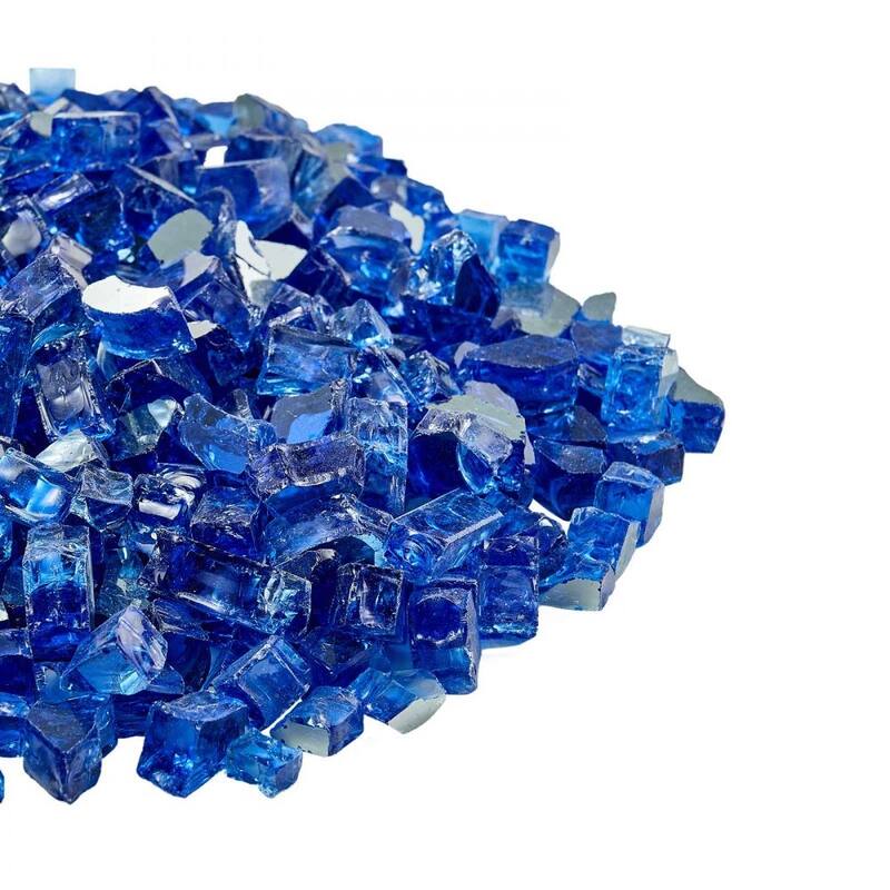 Cobalt Blue Tempered Fire Glass 1/2 Inch Reflective Crushed Rocks - 1/2 inch