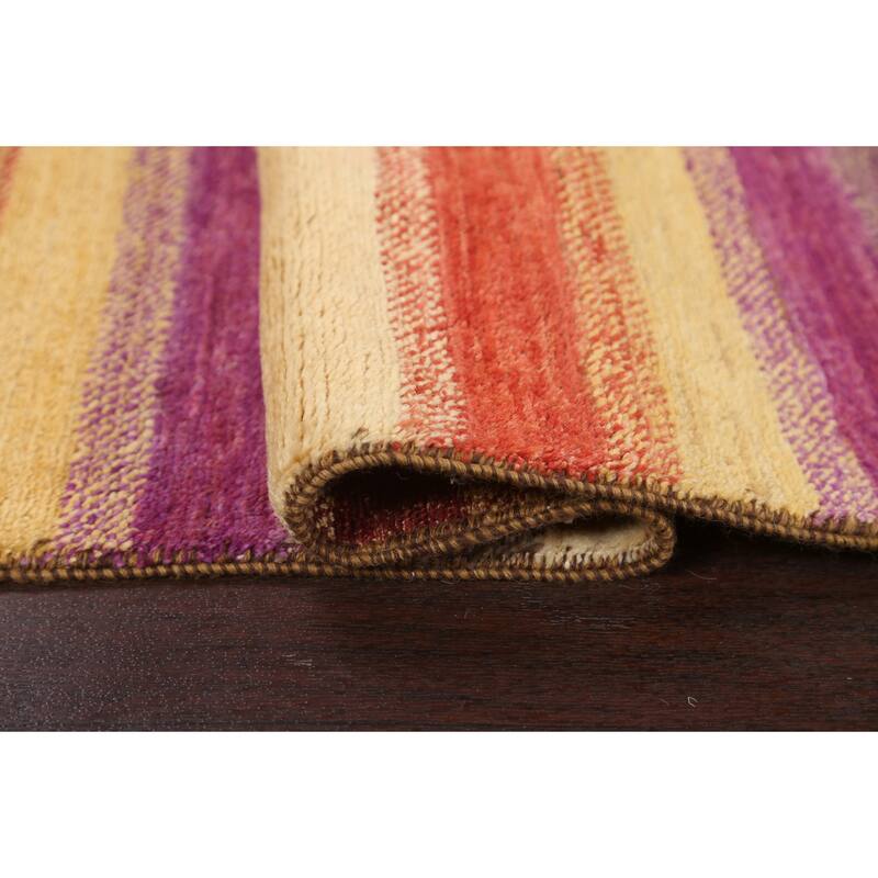 Striped Gabbeh Kashkoli Oriental Area Rug Wool Handmade Foyer Carpet - 3'1" x 5'1"