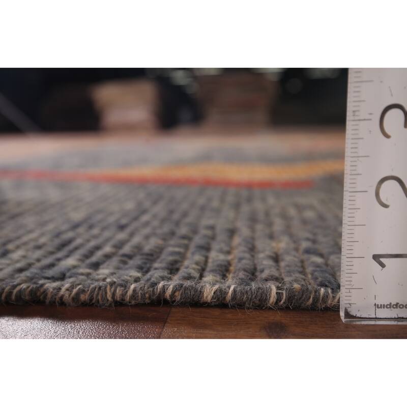 Brown Striped Moroccan Area Rug Hand-Knotted Wool Carpet - 5'10"x 9'3"