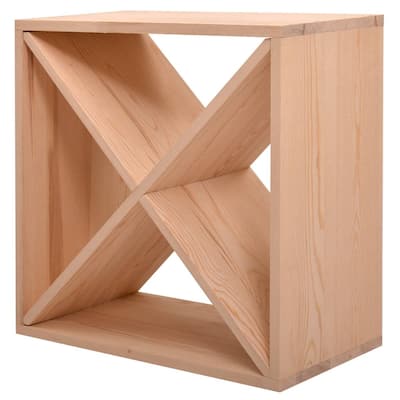 Natural Solid Fir Wood 24-Bottle Stackable Wine Rack Cube - 19.8'' H X 19.8'' W X 10.2'' D