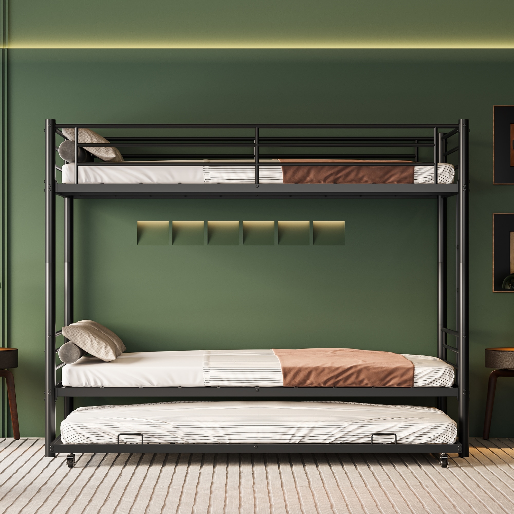 Convertible 2-in-1 Design Twin Over Full Bunk Bed, 77"L×40.3"W×61.4"H