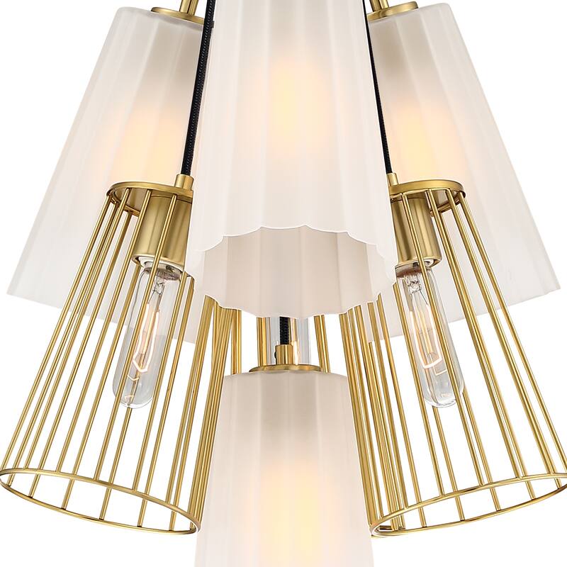 Liana 7-Light Brushed Gold Glam Tiered Statement Chandelier for Foyers and Entryways - 18