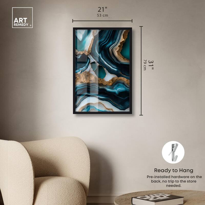 Teal Tectonic II Shadowbox by Art Remedy