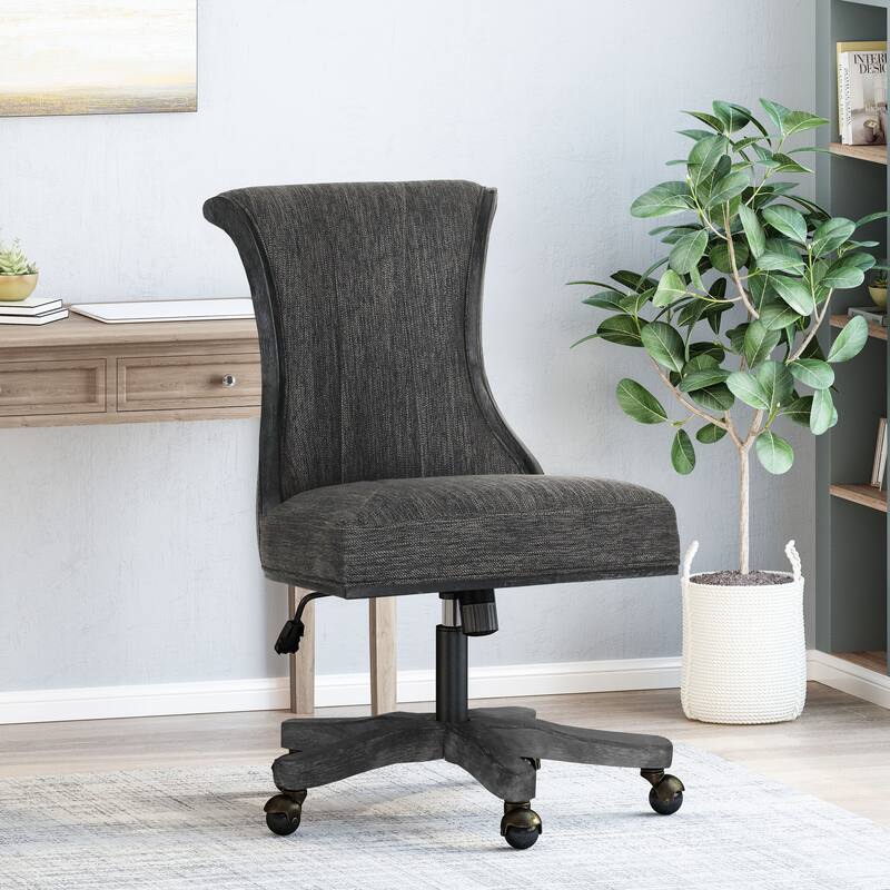 Coulee Upholstered Roll Back Swivel Office Chair by Christopher Knight Home - 24.75" L x 27.75" W x 35.50-40.00" H