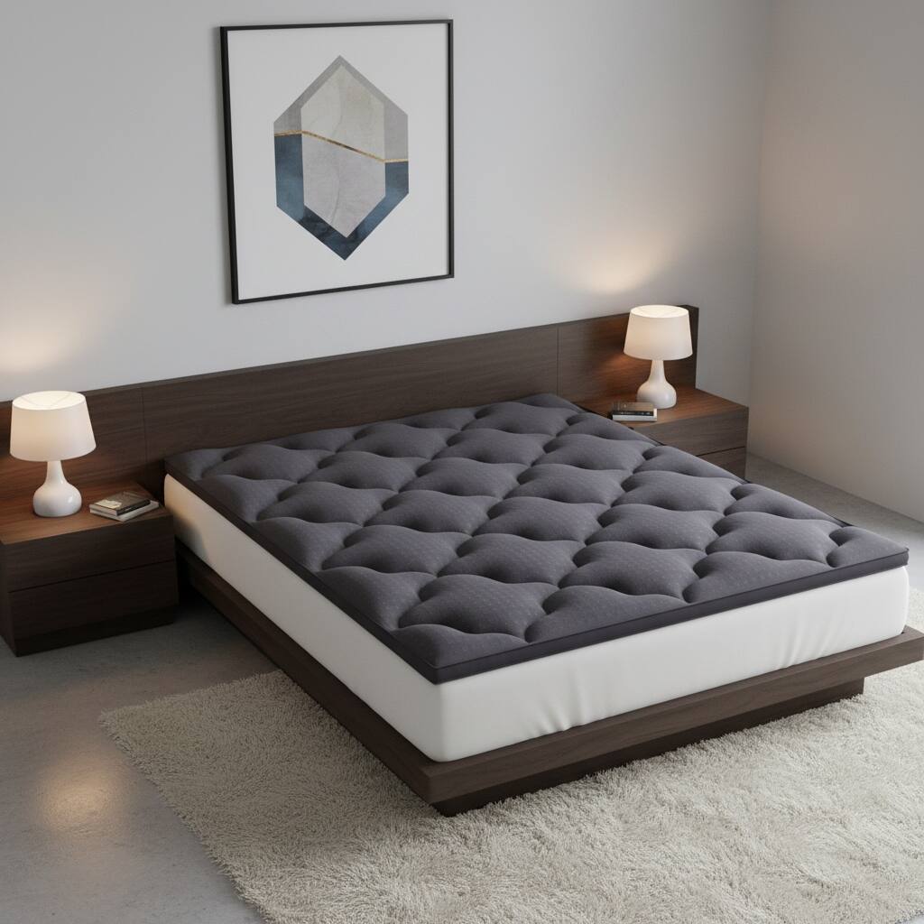 2" Dark Gray Cotton Twin Mattress Topper - Dark Gray