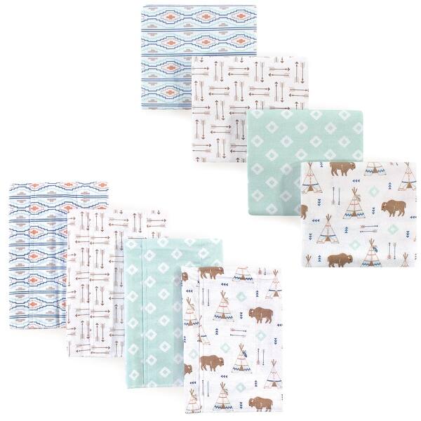 slide 1 of 1, Hudson Baby Infant Boy Cotton Flannel Burp Cloths and Receiving Blankets, 8-Piece, Moose, One Size - Teepee - One Size One Size - Teepee
