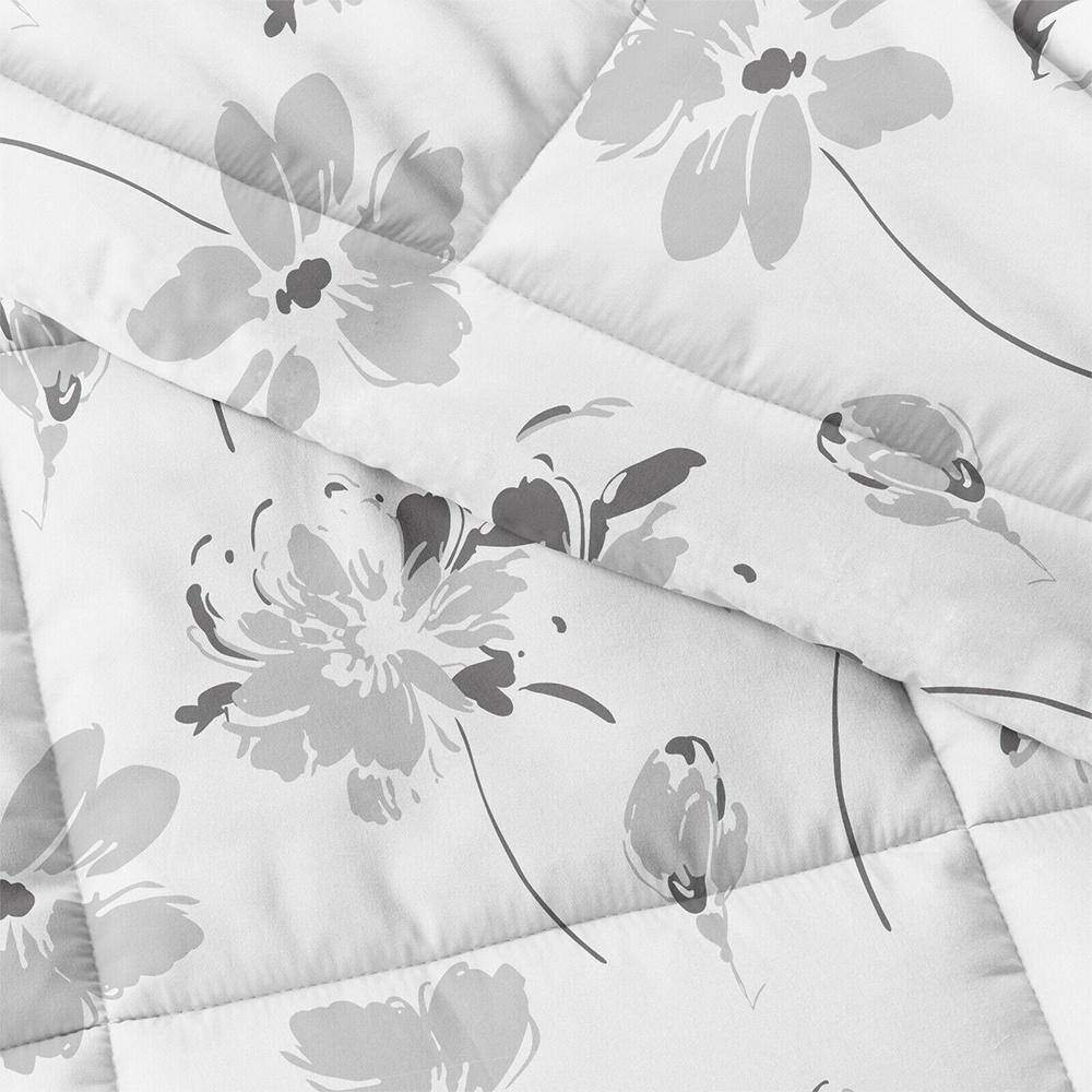 Full/Queen Floral Pattern Comforter Set Grey Bed Bath & Beyond 40316957