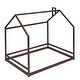 preview thumbnail 15 of 38, Semi-Enclosed House Bed for Kids, Full Size Floor Bed with Roof, Playhouse Design, Solid Pine Wood Frame, No Slats