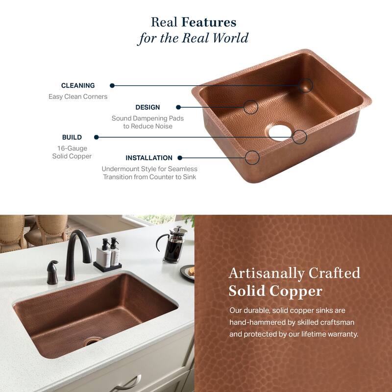 Pollock Copper 12" Single Bowl Undermount Kitchen Sink