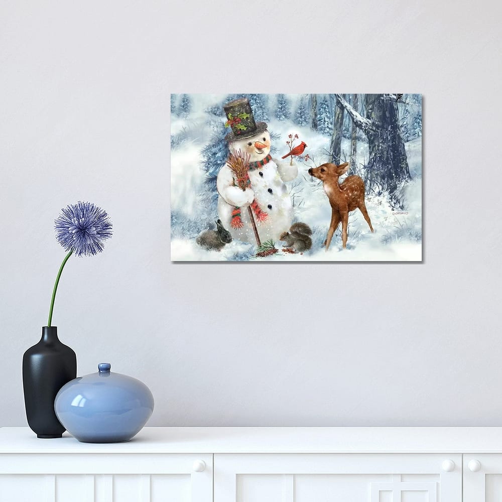 iCanvas "Woodland Snowman" by Giordano Studios Canvas Print