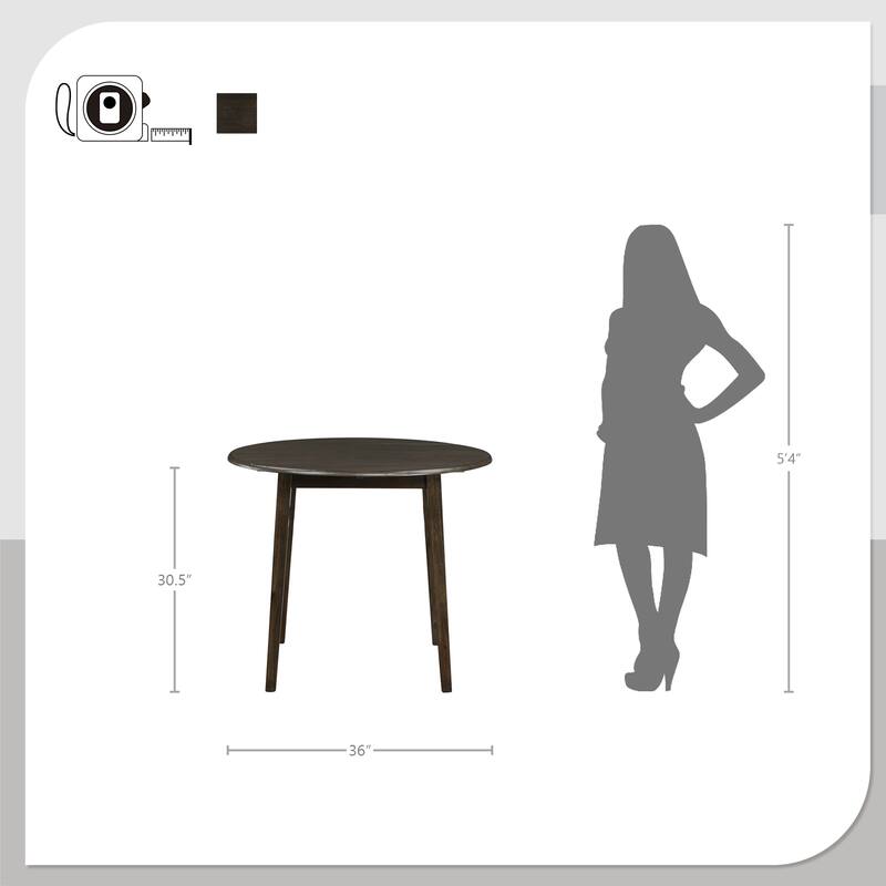 Corinne Wood Drop Leaf Round Dining Table