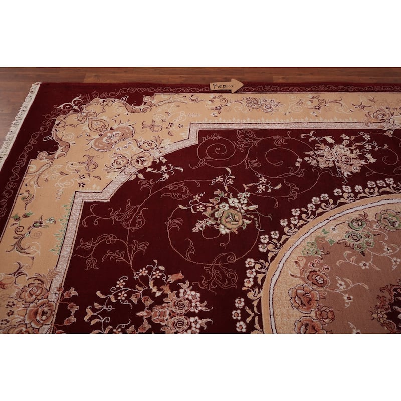 Victorian Style Kashan Turkish Area Rug Machine Made Red Carpet - 8'0" x 11'10"