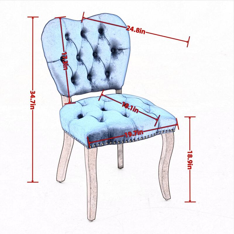 French Vintage Style Dining Chairs Set of 2, Upholstered Button Tufted Kitchen Chairs with Nailhead Trim