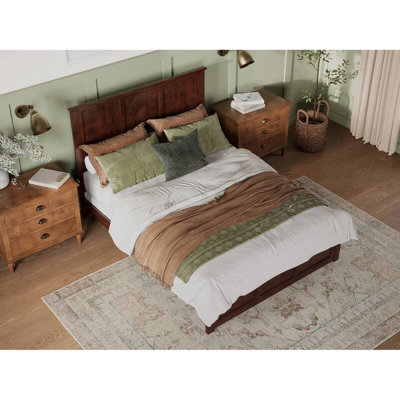 Madison Queen Platform Bed with Matching Footboard in Walnut