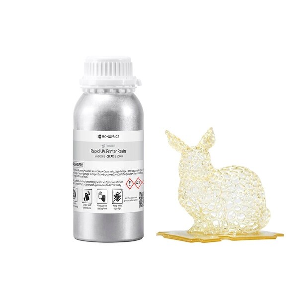 Shop Monoprice Rapid UV 3D Printer Resin 500ml - Clear ...