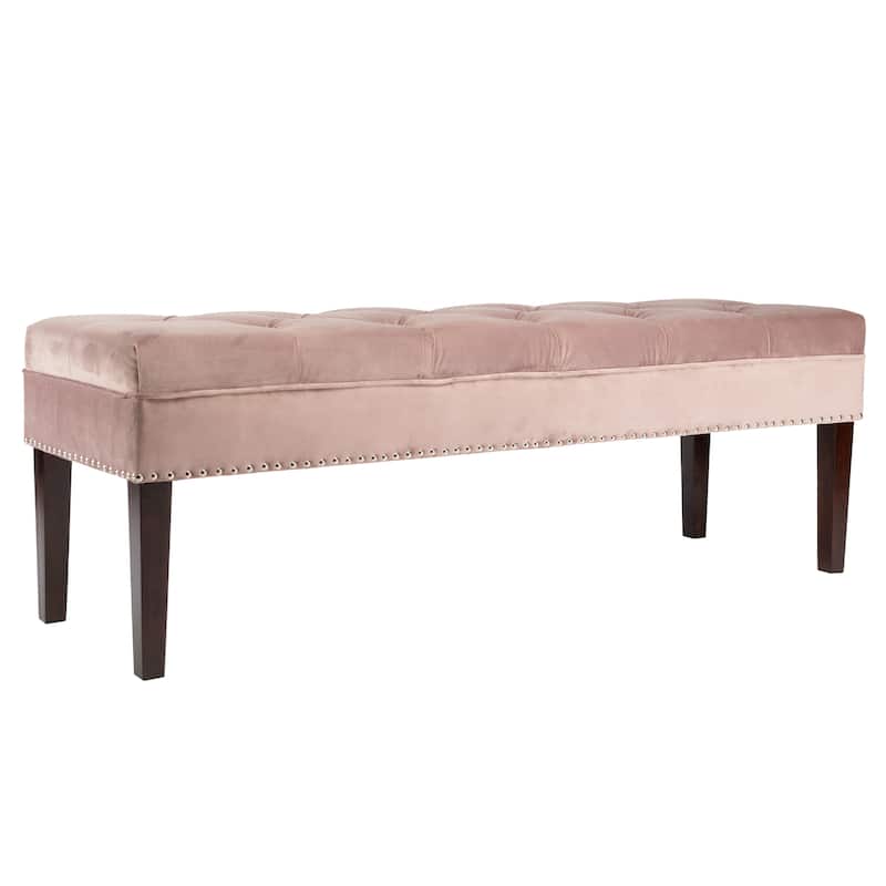 Mid Century Modern Tufted Upholstered Living Room Bench - Rose
