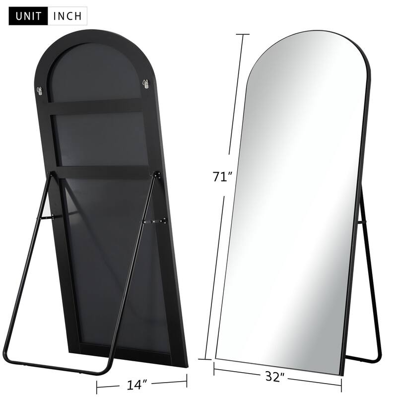 Modern Arched Mirror Full-Length Floor Mirror with Stand