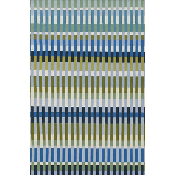 slide 2 of 9, Momeni Icon Striped Indoor Outdoor Area Rug Blue - 2' X 3'