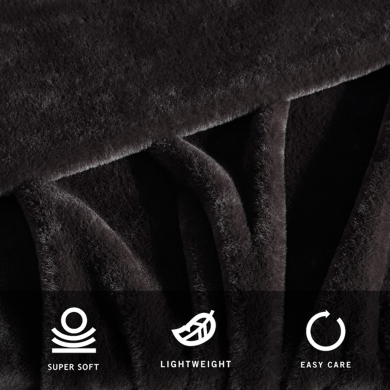 Kenneth Cole Faux Fur Solid Throw Blankets