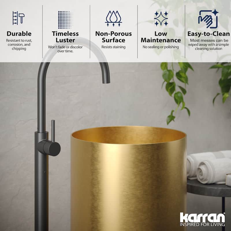 Karran USA CCP100 Cinox 15" Circular Stainless Steel Pedestal Bathroom