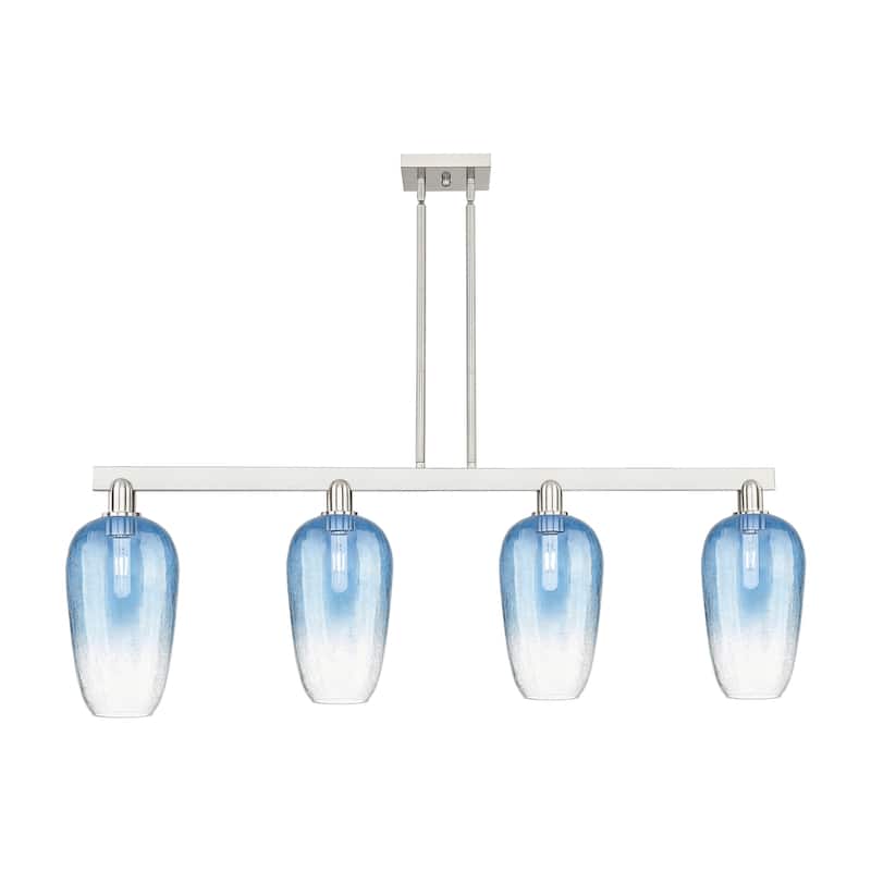Innovations Lighting 716-4I-16-48 Brookhaven Flute Linear Brookhaven - Brushed Satin Nickel / Sapphire Blue