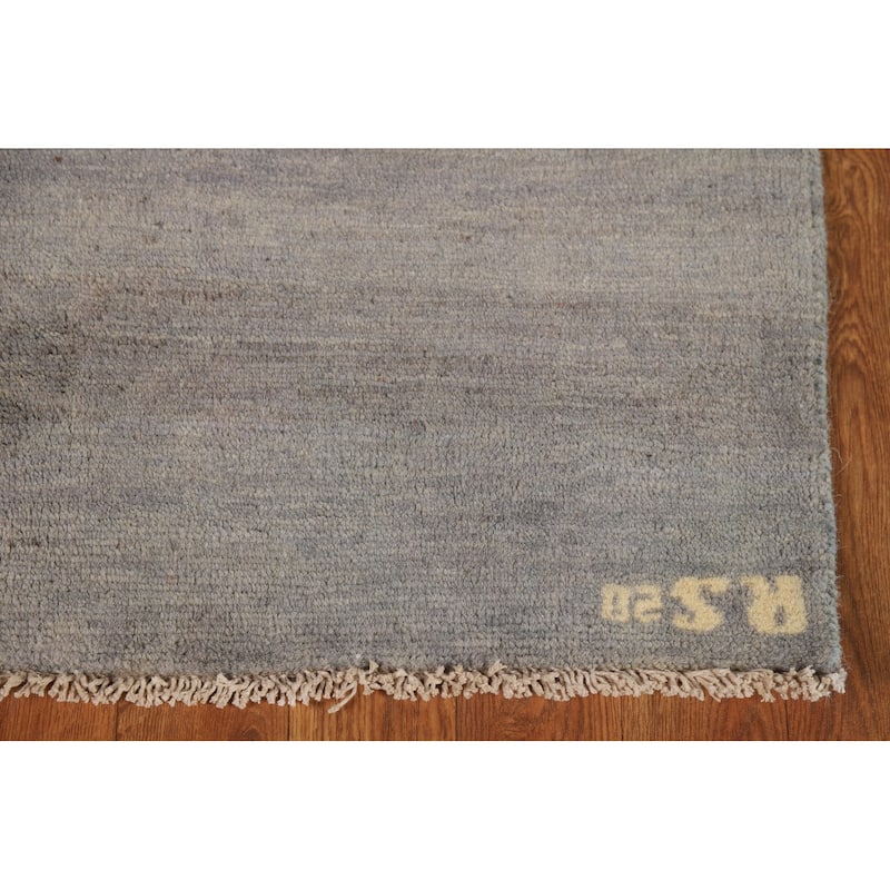 Hand Knotted Oriental 100% Wool Carpet Modern Modern Greys & Charcoal Gabbeh Area Rug - 4' 0'' X 2' 7''