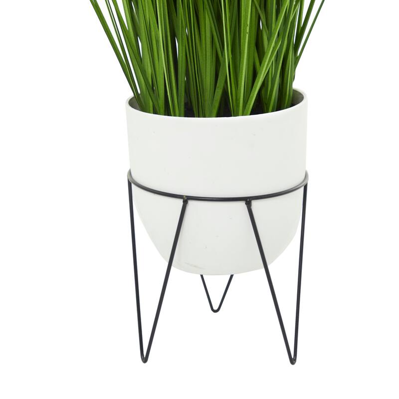 Black or White Green Faux Foliage Tall Wheatgrass Artificial Plant with Realistic Leaves and Metal Stand and Round Pot