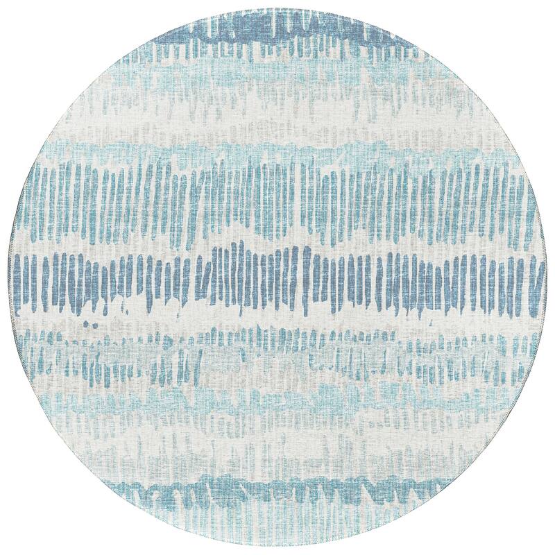 Indoor/Outdoor Rylee Sketches Washable Rug New. - Blue - 8' x 8' Round