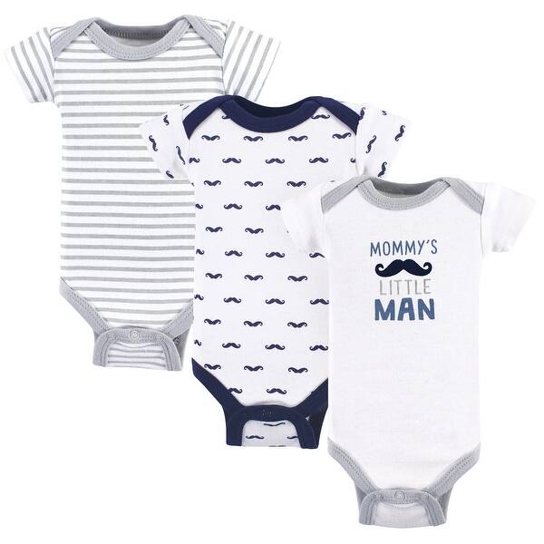 slide 1 of 1, Luvable Friends Baby Boy Cotton Preemie Bodysuits 3pk, Mustaches, Preemie - Mustache Preemie - Mustache