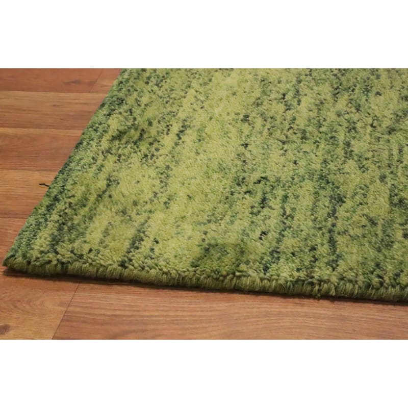Hand Knotted Oriental 100% Wool Carpet Modern Modern Green Gabbeh Runner Rug - 4' 8'' X 2' 4''