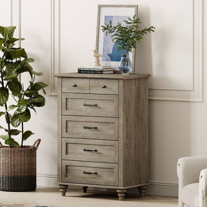 Wood Kid Dresser with 5 Drawers, Farmhouse Baby Dressers for Kids Room