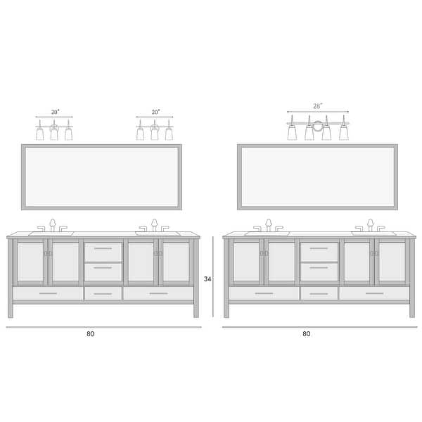 dimension image slide 2 of 4, Modern 4/3/2-Light Farmhouse Linear Bathroom Vanity Lights Dimmable Wall Sconces with Clear Glass Shade