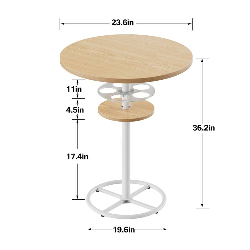 VECELO Bar Table Set, Round Bistro Bar Table Wooden Top, Sturdy Metal Frame with Pedestal, Set of 1/3