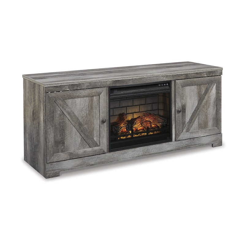 Signature Design by Ashley Wynnlow Gray 63" TV Stand for TVs up to 72" with Electric Fireplace - 63.5"W x 19.5"D x 26"H