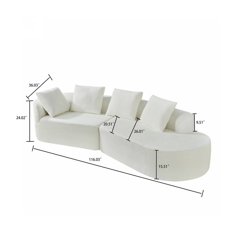 Modern 2-Seater Frame-Free Compressed Polyester Upholstered Sectional Sofa