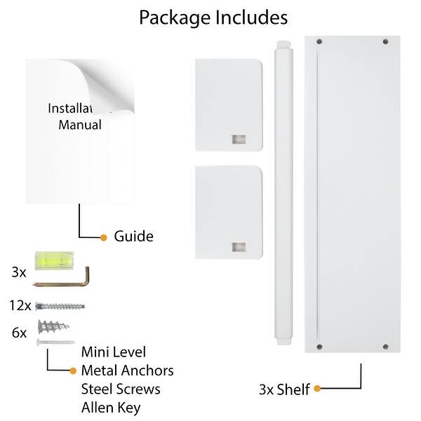 dimension image slide 0 of 2, Wallniture Madrid Wood Wall Shelves for Book and Toy Storage (Set of 3)