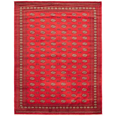 ECARPETGALLERY Hand-knotted Finest Peshawar Bokhara Red Wool Rug - 9'3 x 11'10