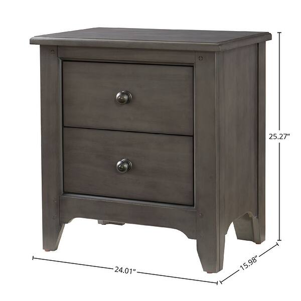 Taylor 2-Drawer Farmhouse Wood Nightstand, Dusk Gray