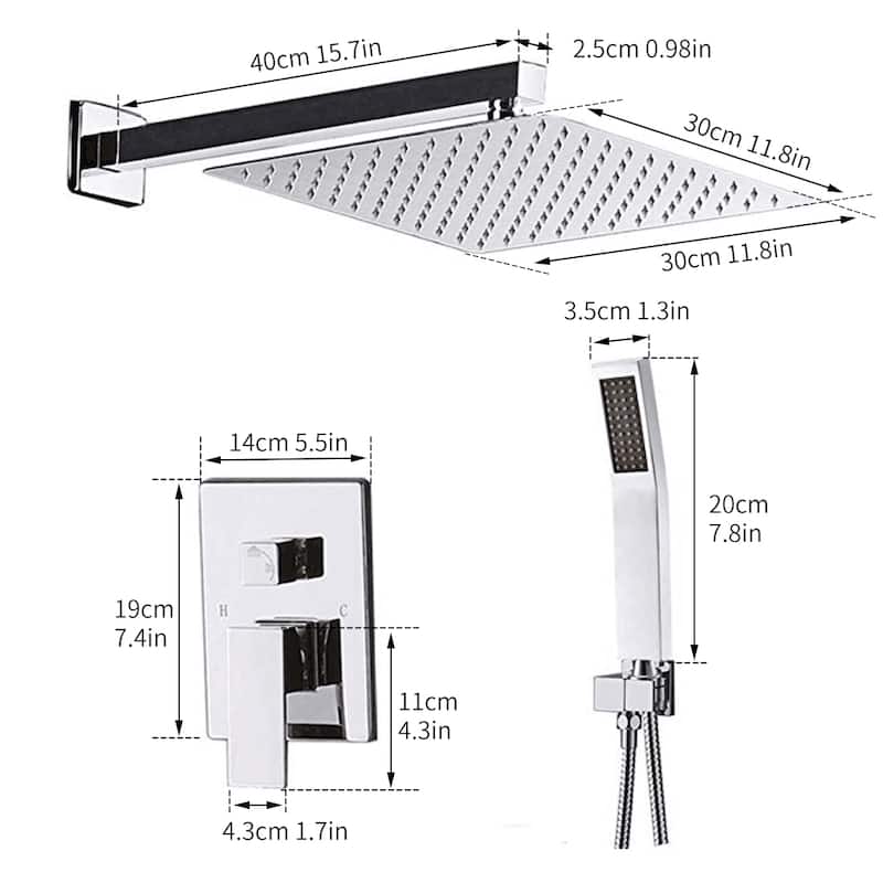 Complete Shower System with Rainfall Shower Head and Handheld Shower