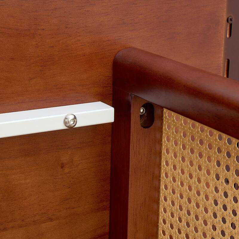 Solid Wood Dining Table Set for 6, 59" Tables with Imitation Rattan Legs And 6 Chairs, 7-Piece Modern Dining Table & Chair Set