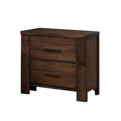 Wooden Nightstand with 2 Drawers in Oak Finish