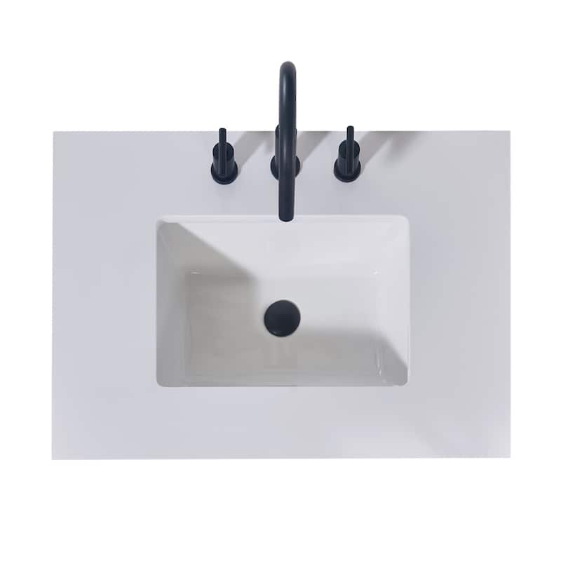 Altair Edolo Bathroom Vanity Countertop in Snow White Apron Finish Without Vanity - 30"