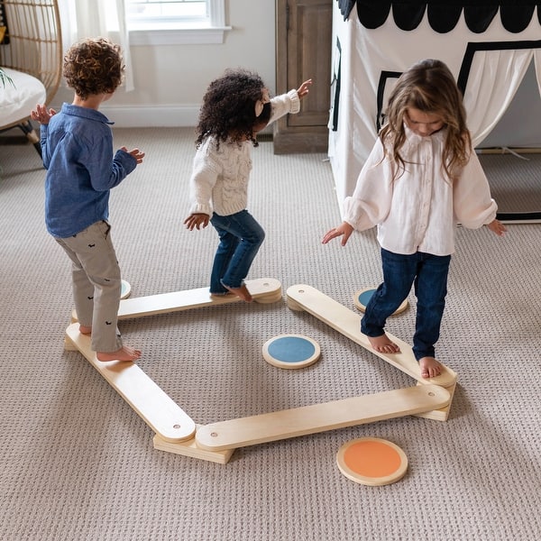 slide 2 of 10, Learn 'N Balance Set - includes 4 Stepping Stones (Colors) Natural